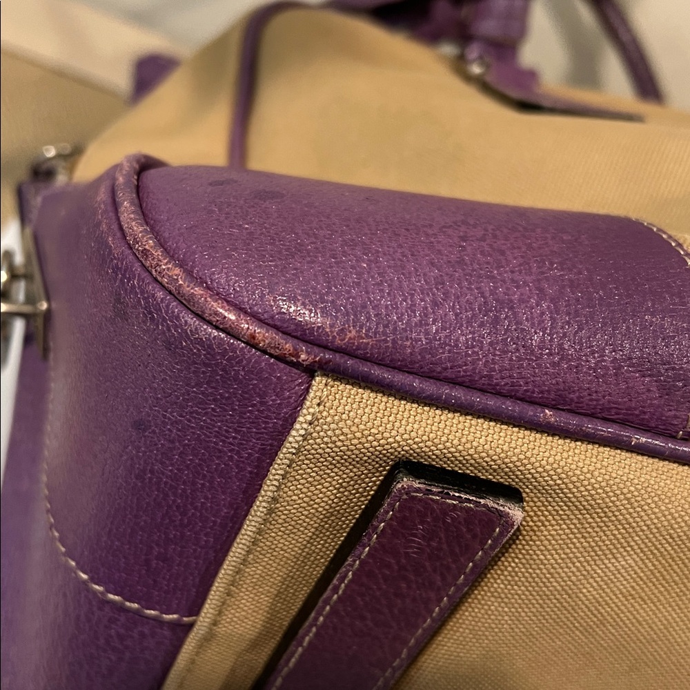 Prada Beige Canvas Satchel with Purple Leather Trim - Picture 9 of 16
